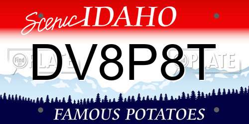 DV8P8T Idaho License Plate