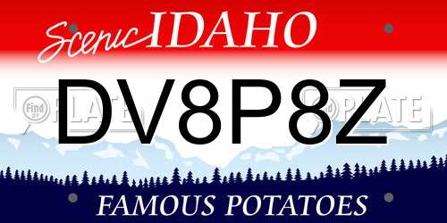 DV8P8Z Idaho License Plate