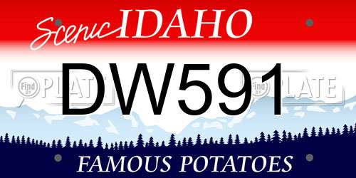 DW591 Idaho License Plate