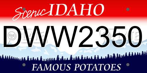DWW2350 Idaho License Plate