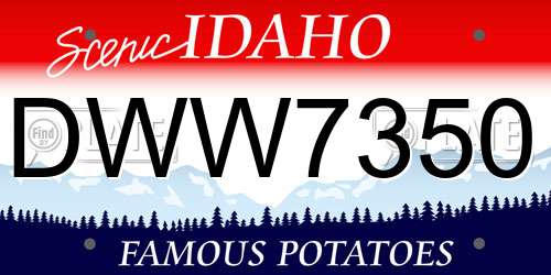 DWW7350 Idaho License Plate