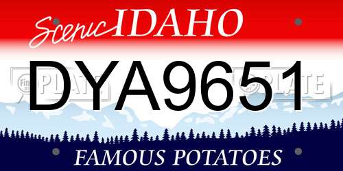 DYA9651 Idaho License Plate