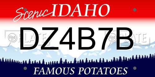 DZ4B7B Idaho License Plate