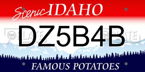 DZ5B4B Idaho License Plate