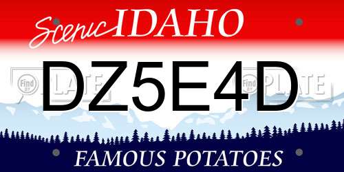 DZ5E4D Idaho License Plate