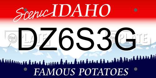 DZ6S3G Idaho License Plate