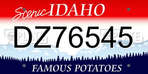 DZ76545 Idaho License Plate
