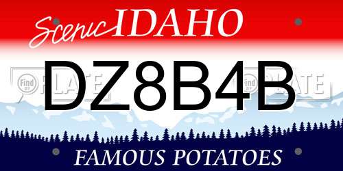 DZ8B4B Idaho License Plate