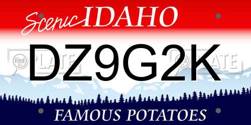 DZ9G2K Idaho License Plate