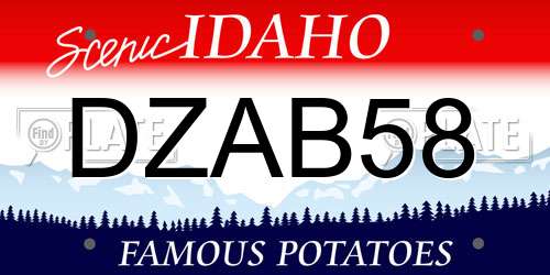 DZAB58 Idaho License Plate