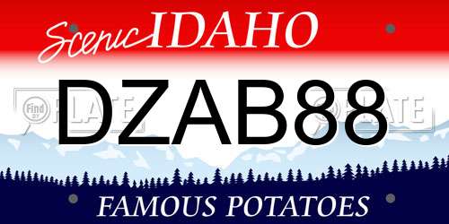 DZAB88 Idaho License Plate