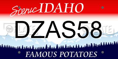 DZAS58 Idaho License Plate
