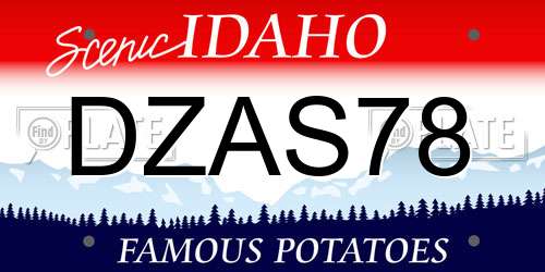 DZAS78 Idaho License Plate