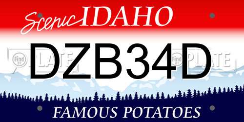 DZB34D Idaho License Plate