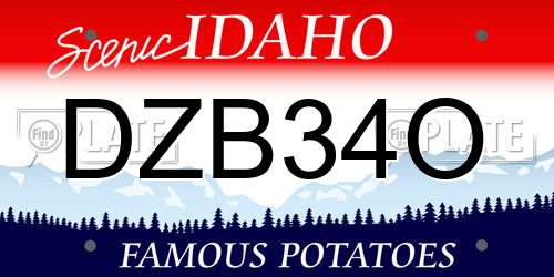 DZB34O Idaho License Plate