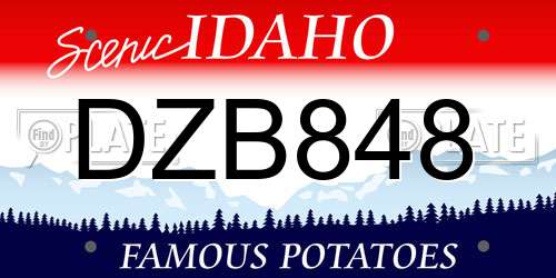 DZB848 Idaho License Plate