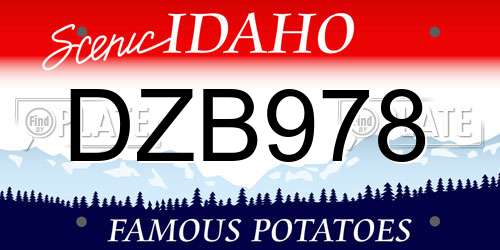 DZB978 Idaho License Plate