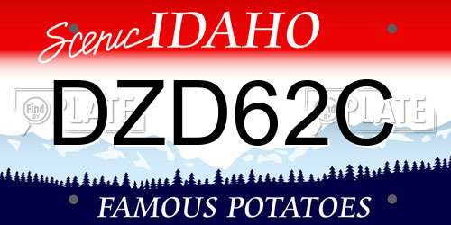 DZD62C Idaho License Plate