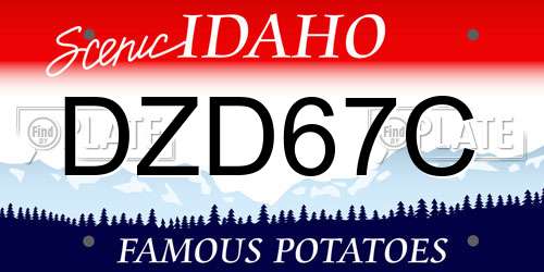 DZD67C Idaho License Plate