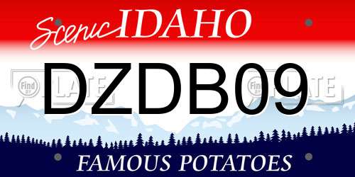 DZDB09 Idaho License Plate