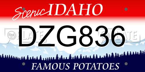 DZG836 Idaho License Plate