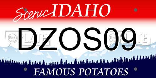 DZOS09 Idaho License Plate