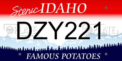 DZY221 Idaho License Plate
