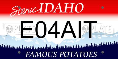 E04AIT Idaho License Plate