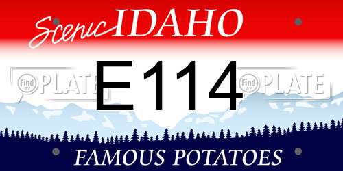 E114 Idaho License Plate