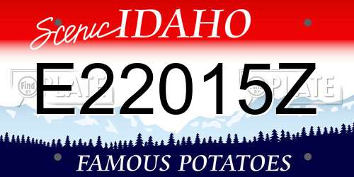 E22015Z Idaho License Plate