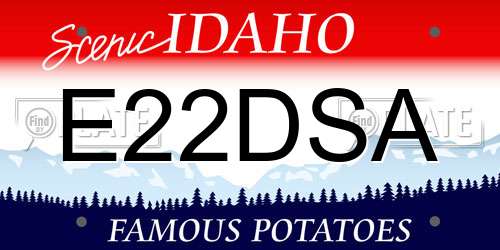 E22DSA Idaho License Plate