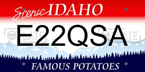 E22QSA Idaho License Plate