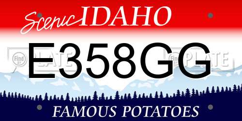 E358GG Idaho License Plate
