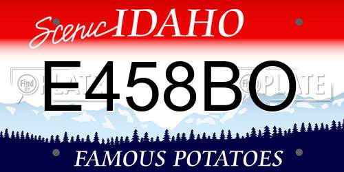 E458BO Idaho License Plate