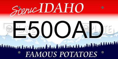 E50OAD Idaho License Plate