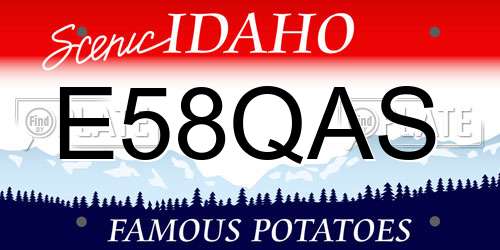 E58QAS Idaho License Plate