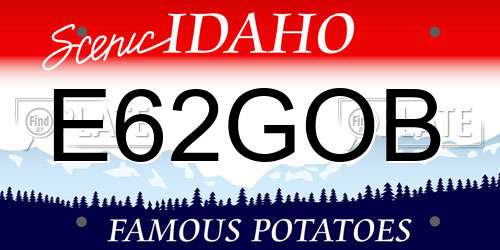 E62GOB Idaho License Plate