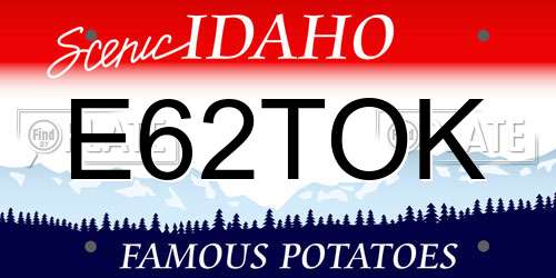E62TOK Idaho License Plate