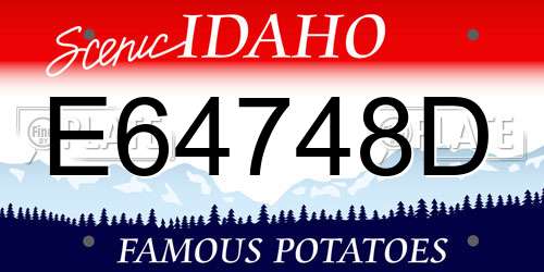 E64748D Idaho License Plate