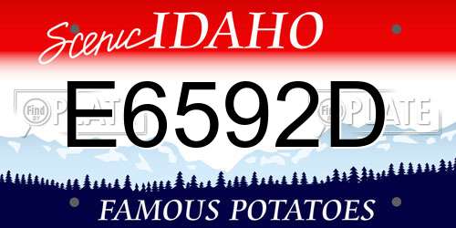E6592D Idaho License Plate