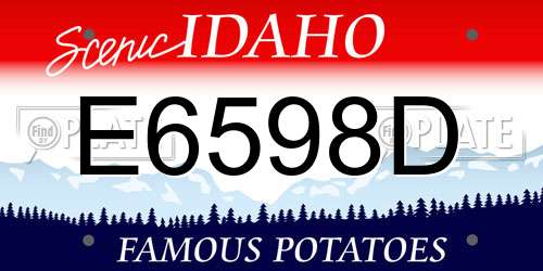 E6598D Idaho License Plate
