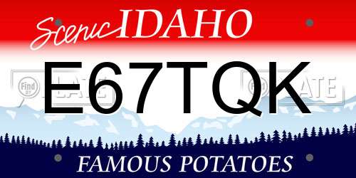 E67TQK Idaho License Plate