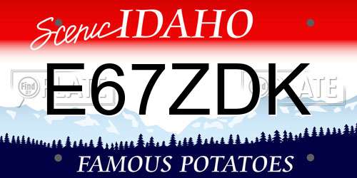 E67ZDK Idaho License Plate