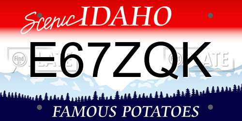 E67ZQK Idaho License Plate