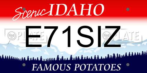E71SIZ Idaho License Plate