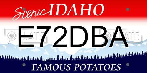 E72DBA Idaho License Plate