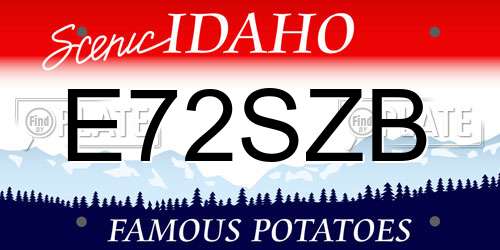 E72SZB Idaho License Plate