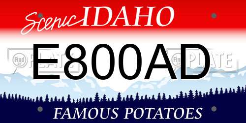 E800AD Idaho License Plate