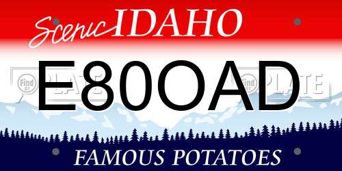 E80OAD Idaho License Plate
