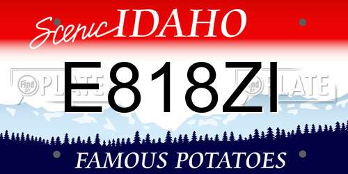 E818ZI Idaho License Plate